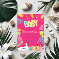 Swimming Pool Toys Leaves Pink Baby Shower 