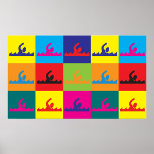 Swimming Pop Art Poster