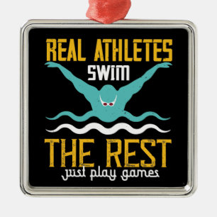 Swimming - Real athletes swim Metal Tree Decoration