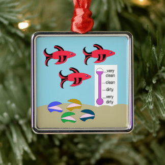 Swimming Red and Black Fish with Clams: Metal Tree Decoration