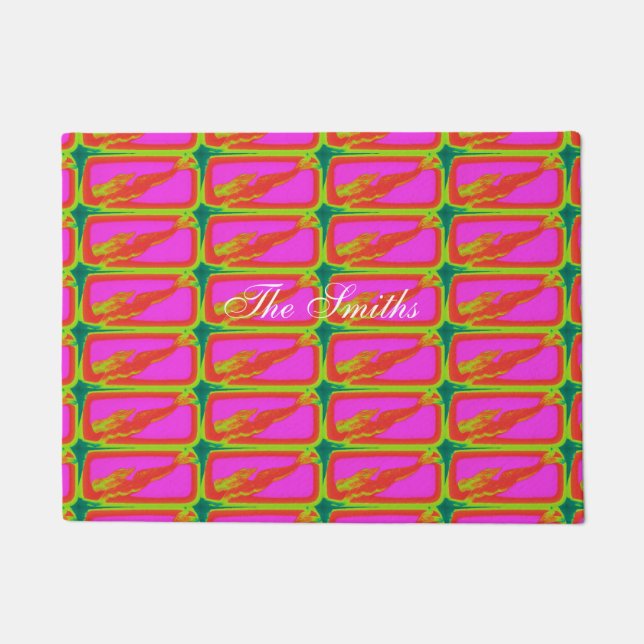 swimming red mermaids pink doormat (Front)