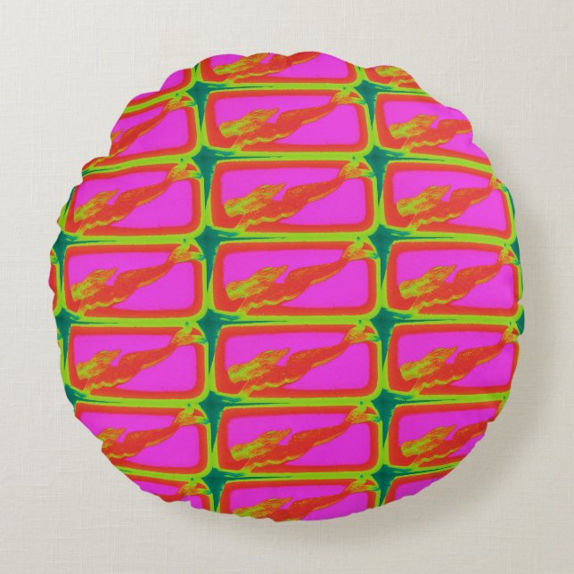 swimming red mermaids round cushion (Front)