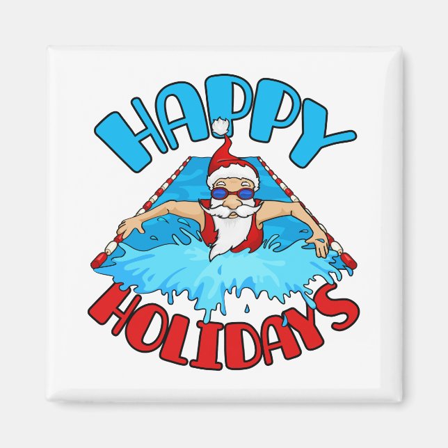 Swimming Santa Claus Christmas Holiday Swimmer Magnet (Front)