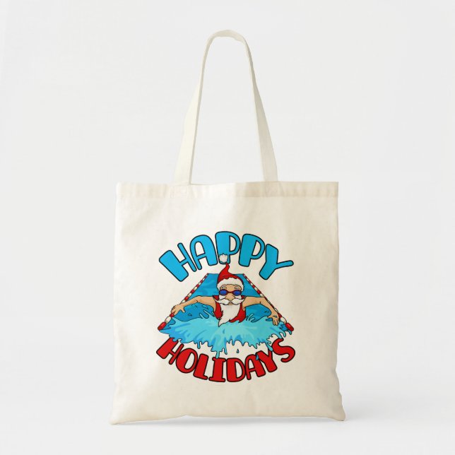 Swimming Santa Claus Christmas Holiday Swimmer Tote Bag (Front)