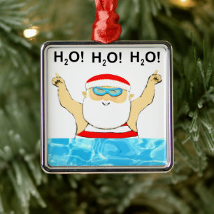 swimming Santa collectible Metal Tree Decoration