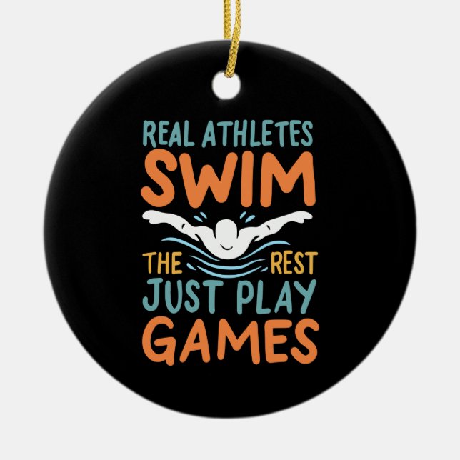 Swimming Saying Ceramic Tree Decoration (Front)