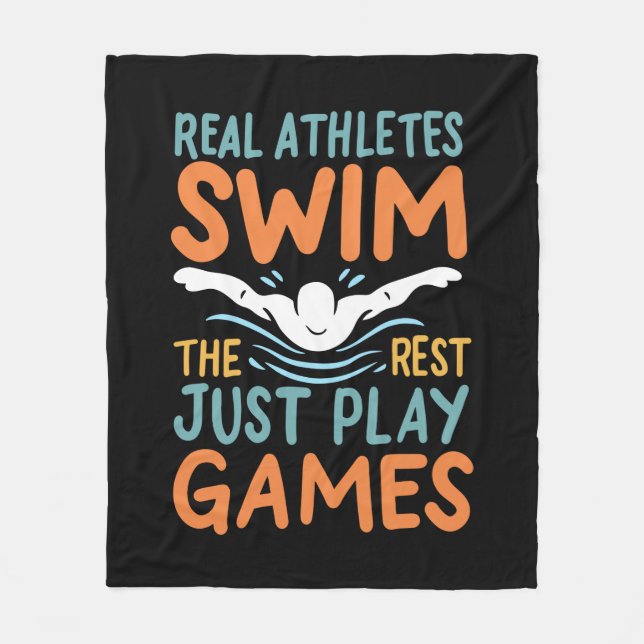 Swimming Saying Fleece Blanket (Front)