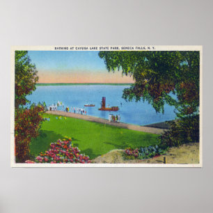 Swimming Scene at Cayuga Lake State Park Poster