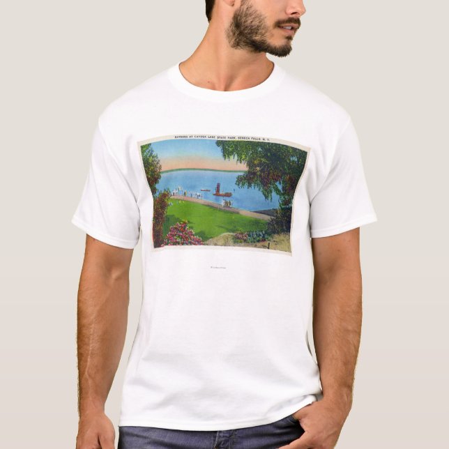 Swimming Scene at Cayuga Lake State Park T-Shirt (Front)