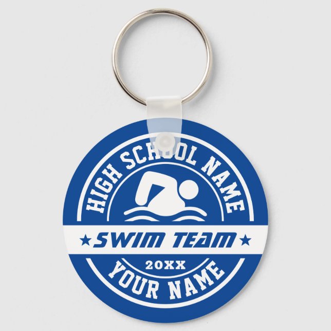 Swimming School Swim Team Personalise Text Key Ring (Front)