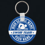 Swimming School Swim Team Personalize Text Key Ring<br><div class="desc">Personalized sports gifts and merchandise for school sports team. All texts are editable to fit your occasion. Background color can be changed using the design tool. Perfect souvenir for school coach and graduating seniors who are also great athletes.</div>