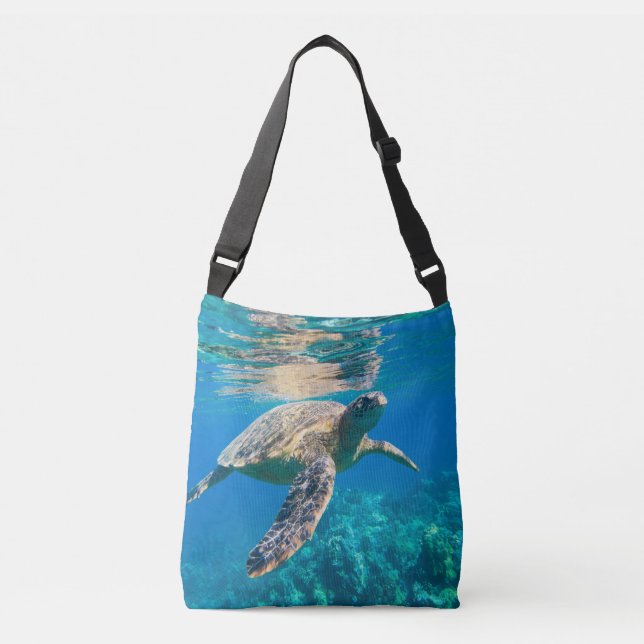 Swimming Sea Turtle Crossbody Bag (Front)
