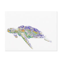 Swimming Sea Turtle Modern Art