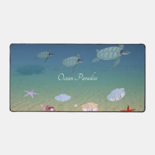 Swimming sea turtles desk mat