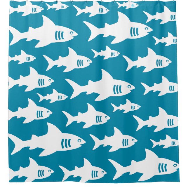 Swimming sharks  shower curtain (Front)