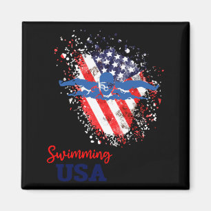 Swimming Support Team Flag Usa Pool Swimmer Magnet