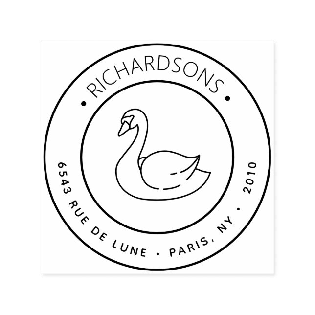 Swimming Swan Icon Return Address Self-inking Stamp (Design)