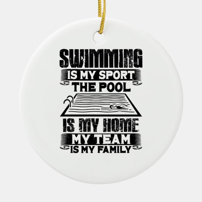 Swimming Swim Gift Ceramic Tree Decoration (Front)