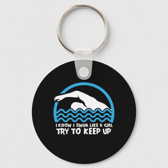 Swimming Swimmer Gift Key Ring (Front)