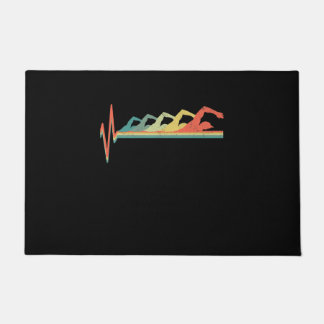 Swimming Swimmer Heartbeat  Gift Premium Doormat