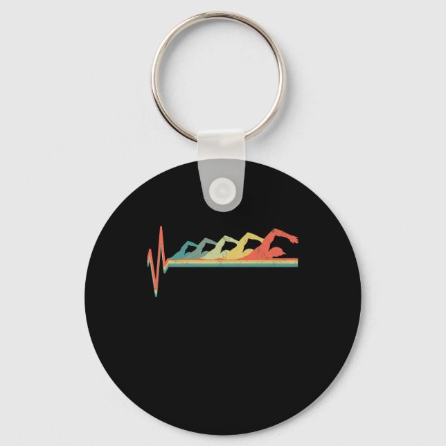 Swimming Swimmer Heartbeat  Gift Premium Key Ring (Front)