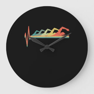 Swimming Swimmer Heartbeat Gift Premium Large Clock
