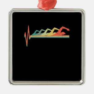 Swimming Swimmer Heartbeat Gift Premium Metal Tree Decoration