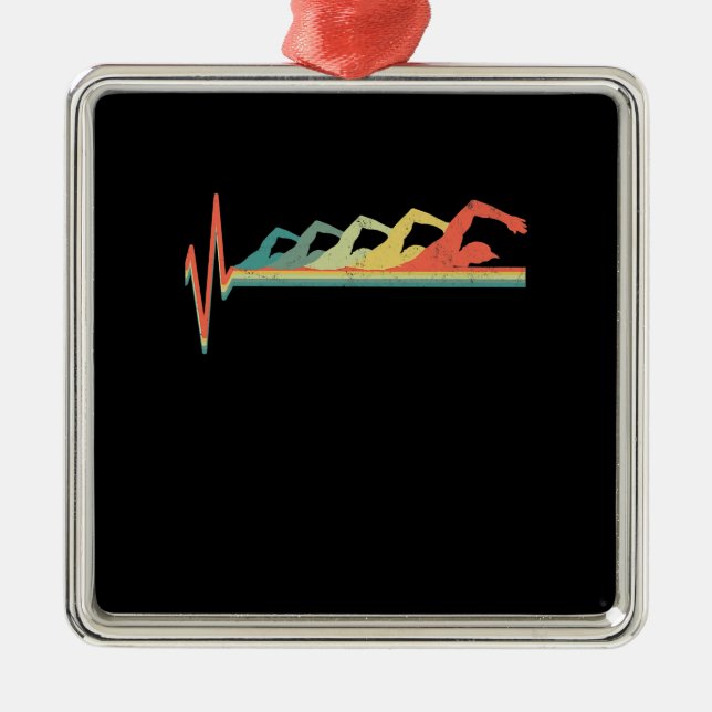Swimming Swimmer Heartbeat  Gift Premium Metal Tree Decoration (Front)
