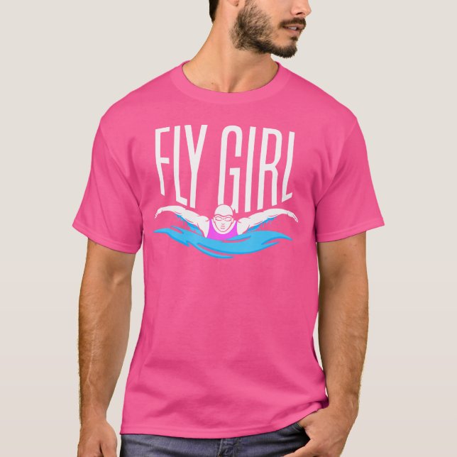 Swimming T Shirt - Butterfly Stroke Girl Swimmer (Front)