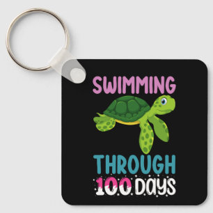Swimming Through 100 Days Of School Turtle Key Ring