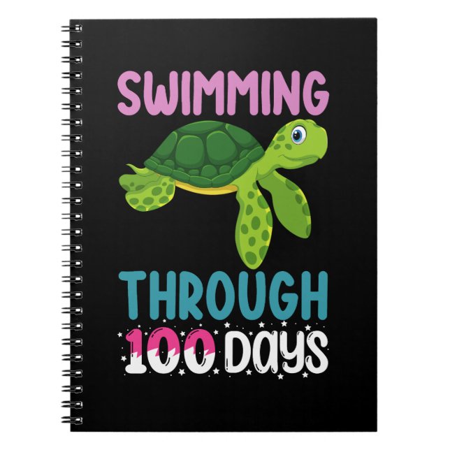 Swimming Through 100 Days Of School Turtle Notebook (Front)