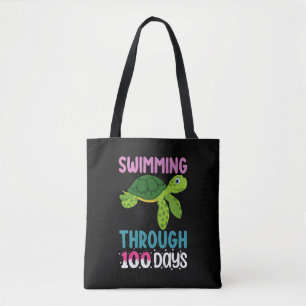 Swimming Through 100 Days Of School Turtle Tote Bag