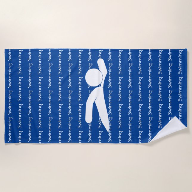 Swimming Tiled Text Design Beach Towel (Front)