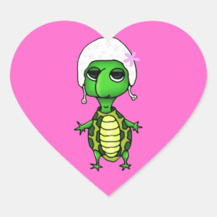 Swimming Turtle Heart Sticker