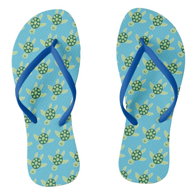 Swimming Turtles Blue Pattern Jandals (Footbed)