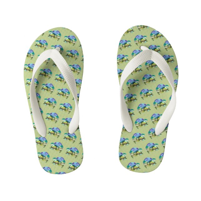 Swimming Turtles Pattern Kid's Jandals (Footbed)