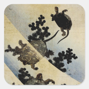 Swimming Turtles Square Sticker