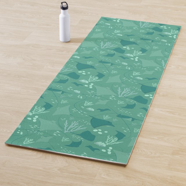 Swimming Underwater Cool Blue Ocean Pattern Yoga Mat (In Situ)