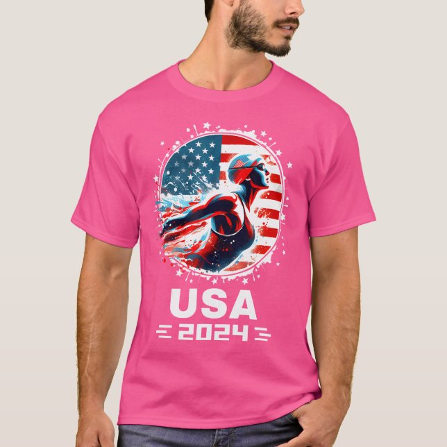 Swimming United States Women Team American Flag Sw T-Shirt (Front)