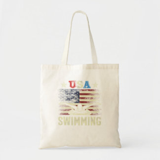 Swimming - USA American Flag - Water, Swimmer & Sw Tote Bag