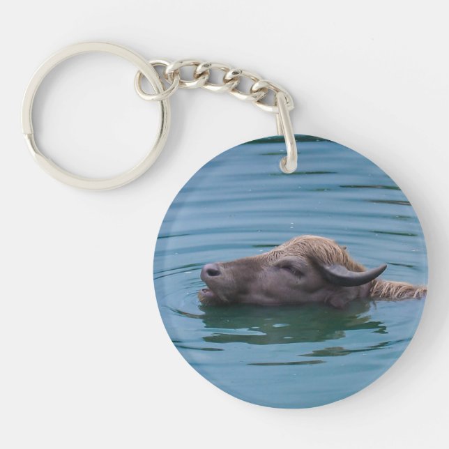 Swimming Water Buffalo Key Ring (Front)