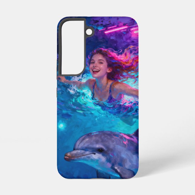 Swimming with a Dolphin Samsung Galaxy S22 Case (Back)