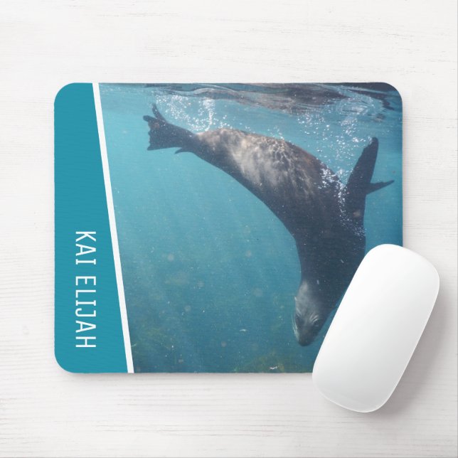 Swimming with a Seal Underwater Australia Mouse Pad (With Mouse)