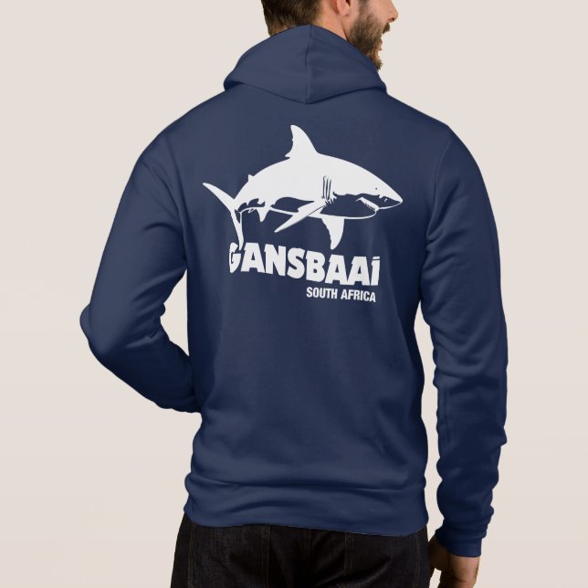 Swimming With Great White Sharks - Gansbaai Diving Hoodie (Back)
