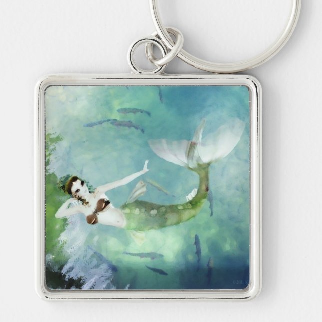 Swimming with Salmon Keychain (Front)