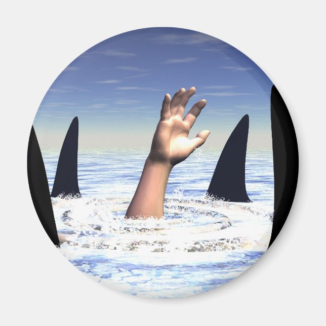 Swimming with sharks magnet (Front)