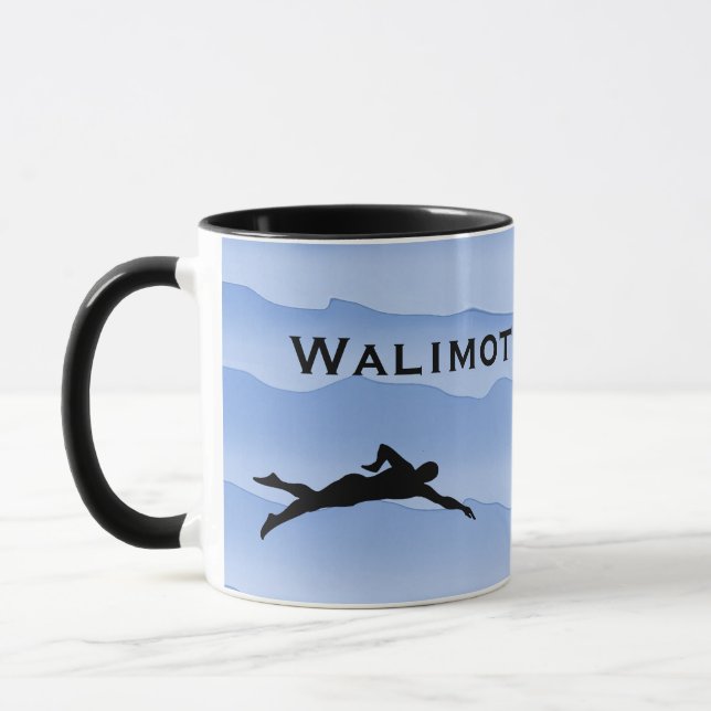 Swimming with Swimmer silhouettes and waves  Mug (Left)