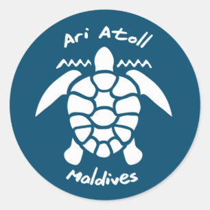Swimming With Turtles at The Maldives on Ari Atoll Classic Round Sticker