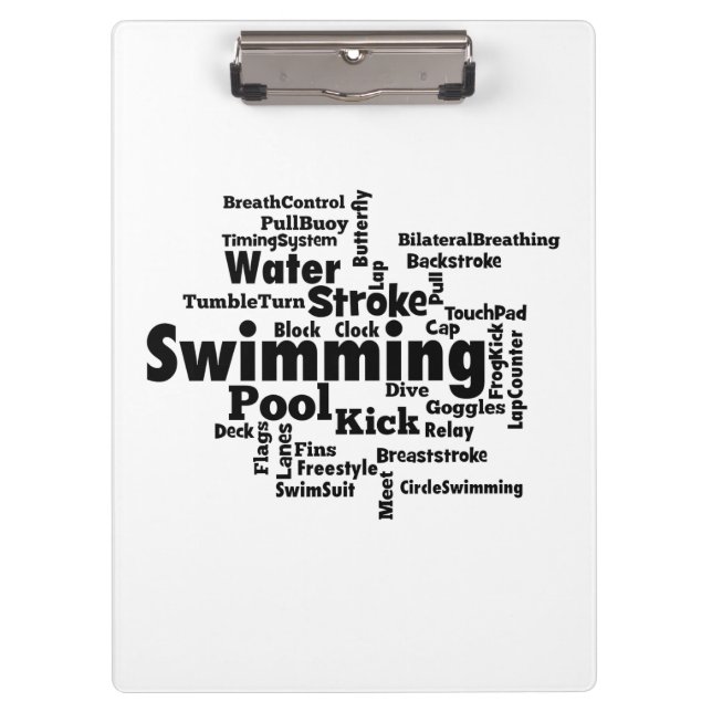 Swimming Word Cloud Clipboard (Front)