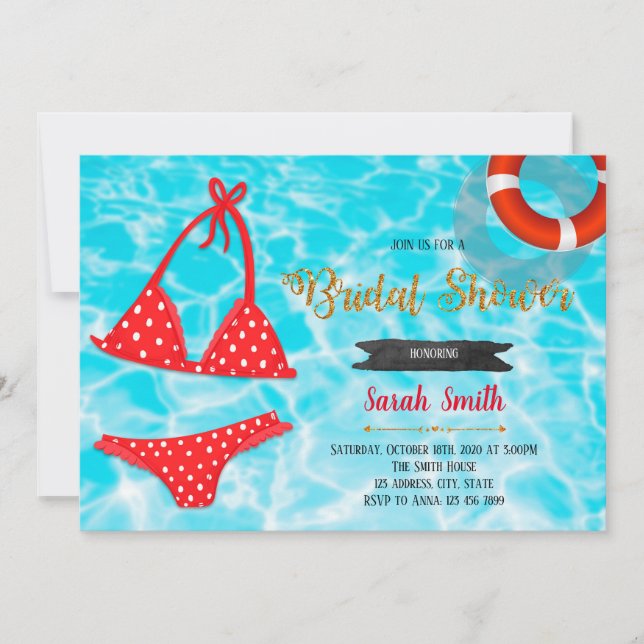 Swimsuit bachelorette party invitation (Front)
